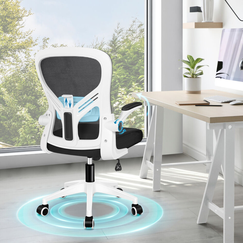 Elfordson Mesh Office Chair Adjustable Lumbar & Armrest Padded Swivel Tilt Game