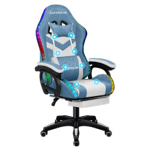 ELFORDSON Gaming Chair 12 RGB LED Massage Padded Swivel Recliner Computer Office