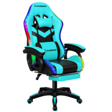 ELFORDSON Gaming Chair 12 RGB LED Massage Padded Swivel Recliner Computer Office
