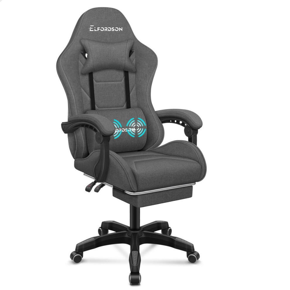 Photos - Chair ELFORDSON Office  Massage Padded Recliner w/ Cushion Footrest Gaming Fabric 