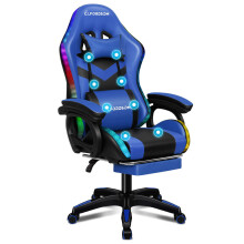 ELFORDSON Gaming Chair 12 RGB LED Massage Padded Swivel Recliner Computer Office