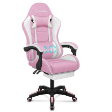 ELFORDSON Office Chair Massage Padded Recliner w/ Cushion Footrest Gaming Fabric