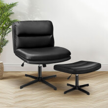 ELFORDSON Office Chair Dual Padded Cross-legged Swivel Adjustable Computer Home