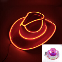 (cap 01) Bachelorette Party Glowing Supplies Luminous Bride Cowgirl Hat LED Pearlescent Cowboy Cap Fashion Neon Light Hat For Party