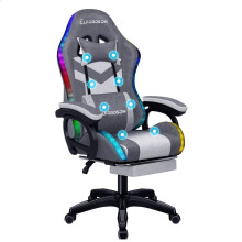 ELFORDSON Gaming Chair 12 RGB LED Massage Padded Swivel Recliner Computer Office
