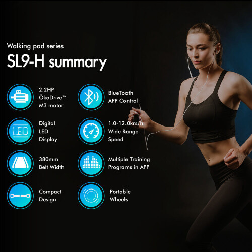 BLACK LORD Treadmill 3-in-1 LED Bluetooth Remote Compact Walking Pad Home Office 1