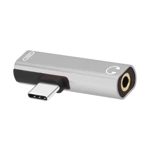 Professional USB C To 3.5Mm Music Adapter With Charging-Silver
