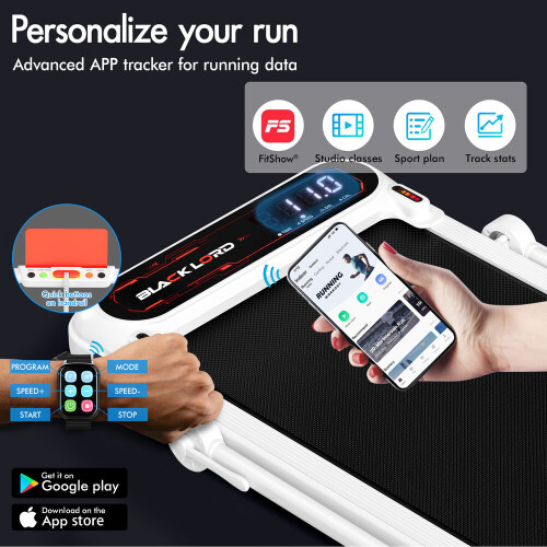 BLACK LORD Treadmill Incline Bluetooth Foldable Compact Under Desk Walking Pad 2
