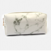 (White) Marbled PU leather brush storage bag