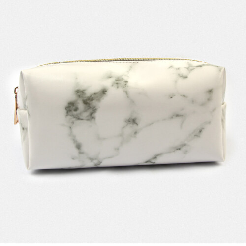 (White) Marbled PU leather brush storage bag