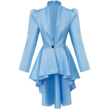 (Hellblau, L) Damen viktorianischer Tailcoat Jacke Steampunk Stil Langarm Vintage Mantel