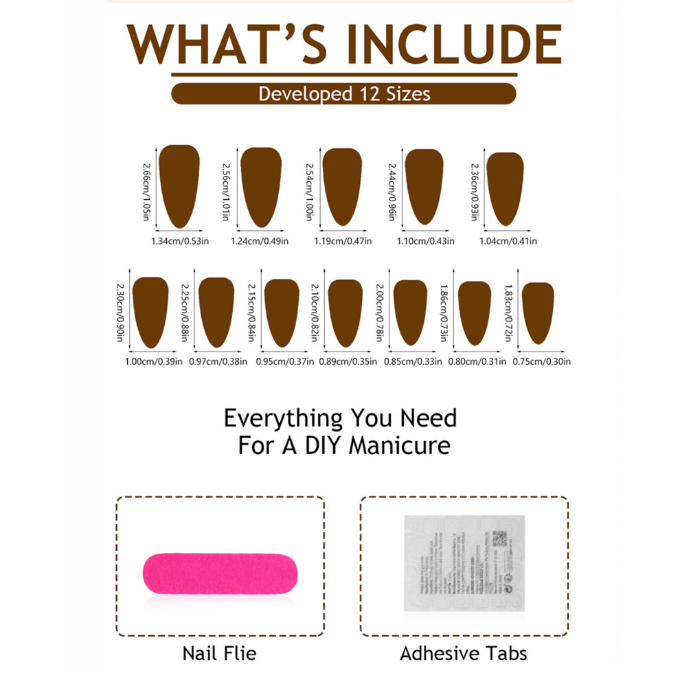 Hue-Grain 24Pcs Almond Press On Nails Cherry 3D Bow Design
