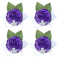Flower Wristband Prom Flower Wrist Corsage Satin Bridesmaid Wedding Wrist Bracelet Rose Flower for Photograph A