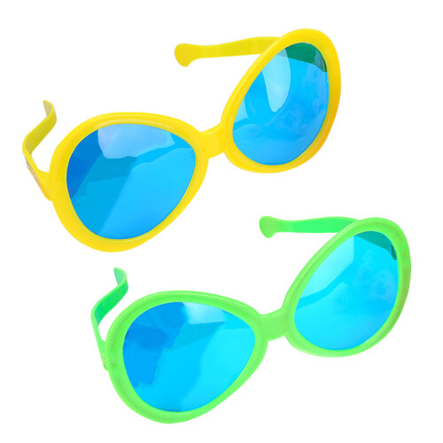 2St Oversized Kleurrijke Party Zonnebril Plastic Feestartikelen