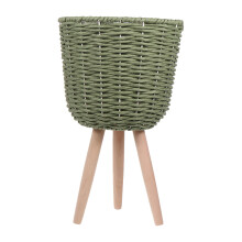 1St Decoratieve Vloerplantpot Van En Hout Voor Thuisgebruik