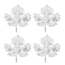 4St Zilveren Metalen Ahornblad Servetdecor, Perfect Voor Feesten