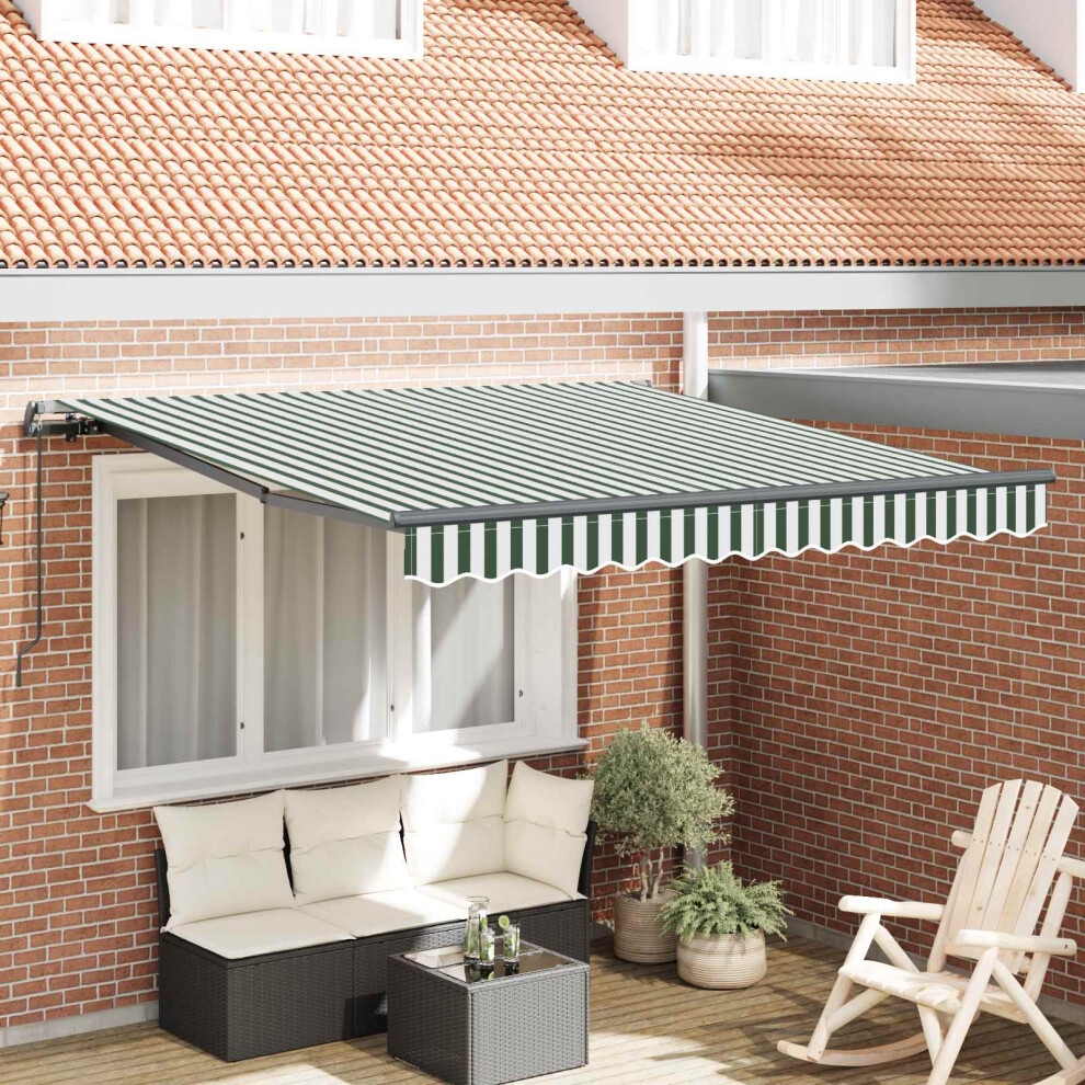 Vidaxl Retractable Awning Green And White 300 X 250 Cm