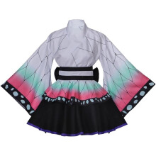 (XXXL) Damen Kochou Shinobu inspiriertes japanisches Blumen Kleid Zweiteiler mit Guertel