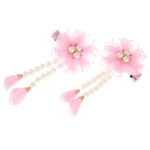 2St Roze Parel Haarspelden Tassel Haaraccessoires Voor
