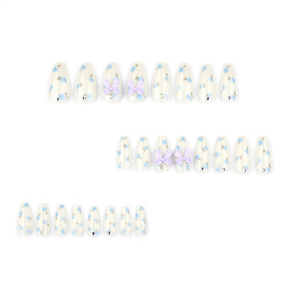 Phui-Pet-Supplies 24Pcs Blueberry Purple Bow Fake Nails
