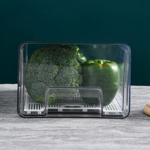 Plastic Fruit Vegetable Storage with Drainer Fridge Organizer Keep Fresh Food Container ,Single Layer 1