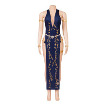(XXXL) Queen Marika inspiriertes Damen Kostüm Halter Kleid mit tiefem Ausschnitt langes Outfit