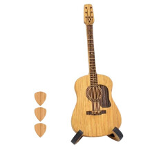 Caja de Púas de Guitarra Acústica de Madera con Soporte, Contenedor de Almacenamiento de Púas de Guitarra Hecho A Mano Portátil, Accesorio para