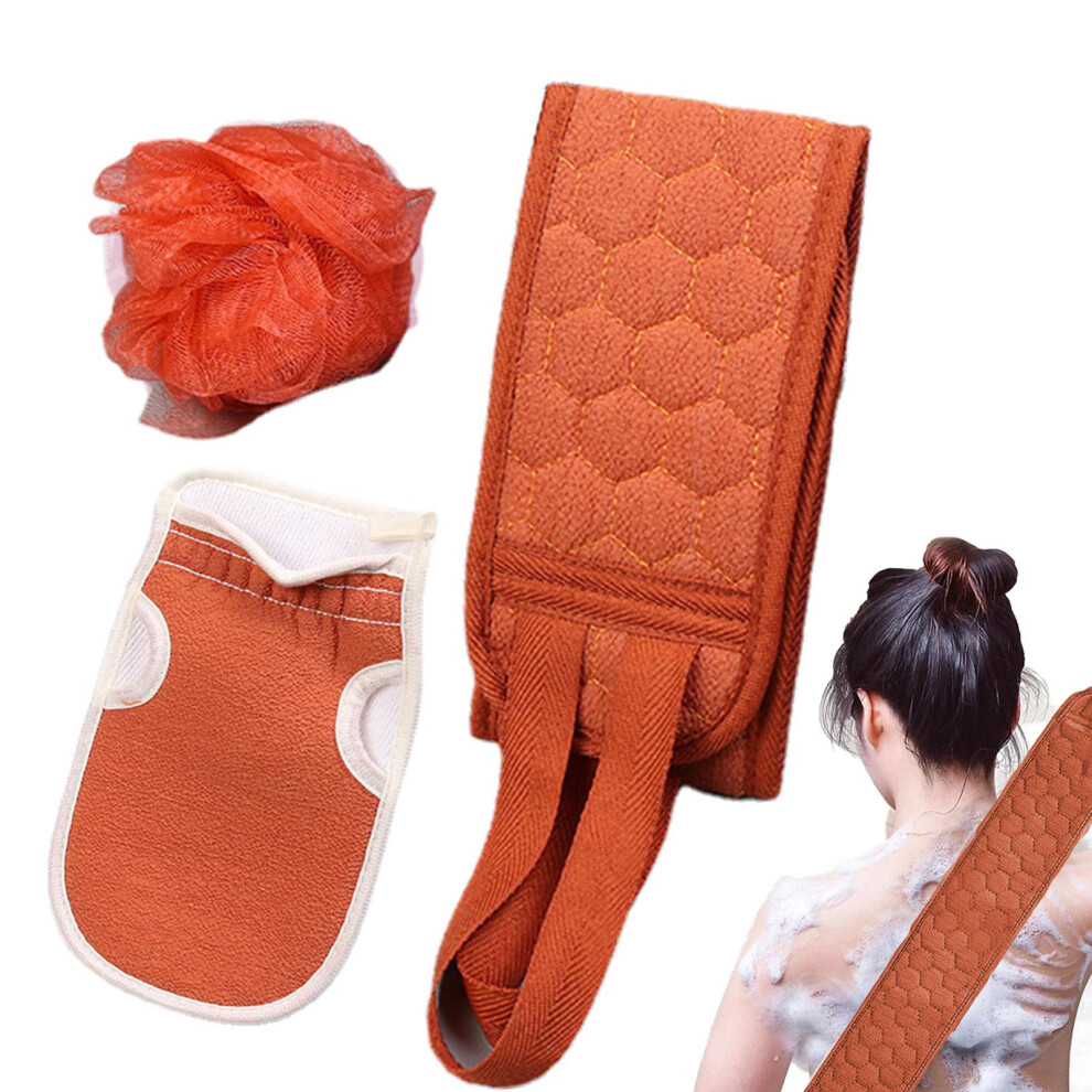 Dachuang Beauty (Brick Red) 3 Pcs Exfoliating Scrubber Set For Sensitive Skin