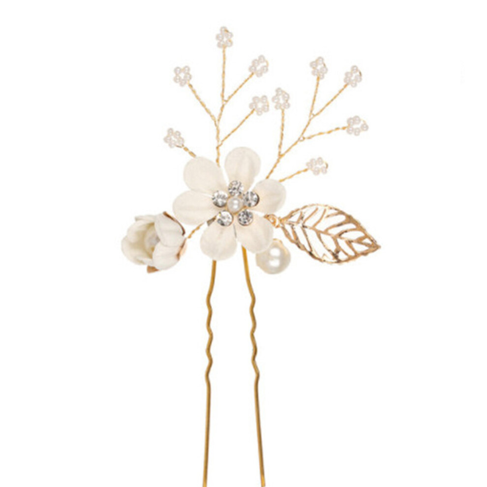 Dcph-Clothing (White Golden) Bridal Pearl Hair Comb For Weddings & Parties