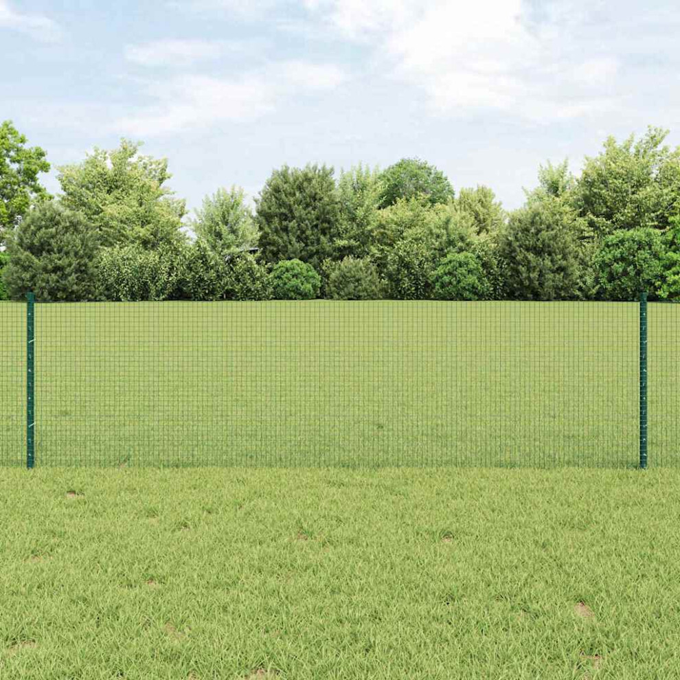 Vidaxl Welded Wire Fence With Post 10 X 0.6 M Pvc-Coated Steel Green