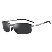 (graue Rahmenfarbwechsellinse) Photochrome polarisierte Sonnenbrille für Herren Retro-Fahrbrille