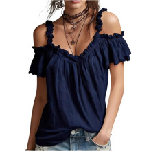 Modieuze casual off-shoulder blouse voor dames,-Marineblauw XL