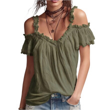 Modieuze casual off-shoulder blouse voor dames,-Legergroen S