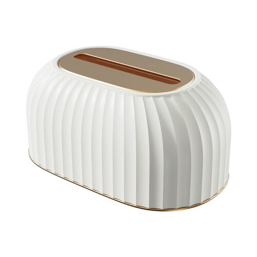 (Elegant White) Large Plastic Tissue Box Cover with Clip-on Base 1