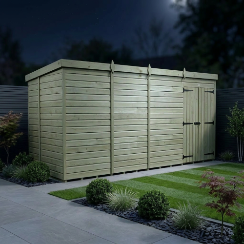 15 x 6 Pent Shed Tanalised (Double Door, No Windows) 2