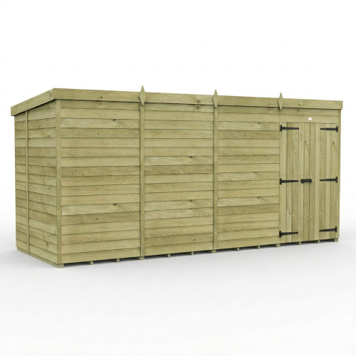 15 x 6 Pent Shed Tanalised (Double Door, No Windows) 1