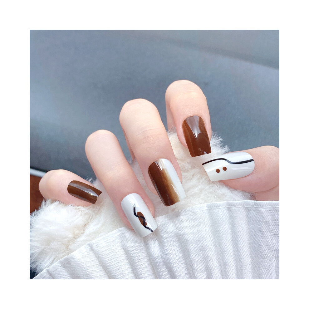 Zhouq-Outdoors 24Pcs Black False Nail Patches, Removable & Time-Saving