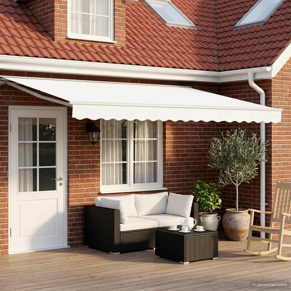 Vidaxl Manual Retractable Awning White 4.5 X 3.5 M