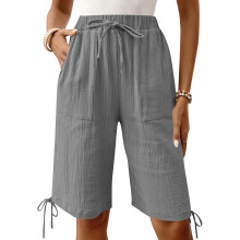 Shorts for Women Length High Baggy Shorts with-Gray XXL