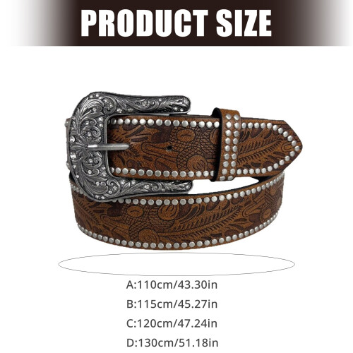 Adjustable Width Cowboy Belt Distressed Waist-Bronze 120cm 1