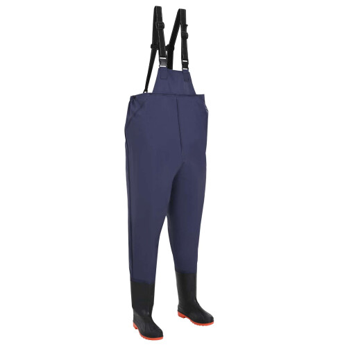 VidaXL vidaXL Chest Waders with Boots PVC Coated Polyester Size 44 Blue