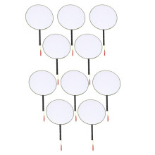 10 Uds. 21Cm Abanico en para NiñOs, Abanico de Pintura DIY, Abanico de Tela de Seda, Abanico Redondo de PláStico con Manejar de Mano