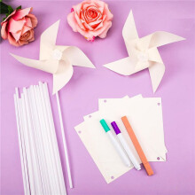 200pcs DIY Kids Paper Pinwheels, White Blank Paper Pinwheels Blank Plastic Windmills Small Pinwheels for Kids Summer