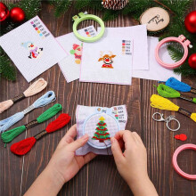 5Pcs Christmas -Stitch Kits for Kids for Beginners with Stamped Embroidery Patterns -Stitch Kit Supplies