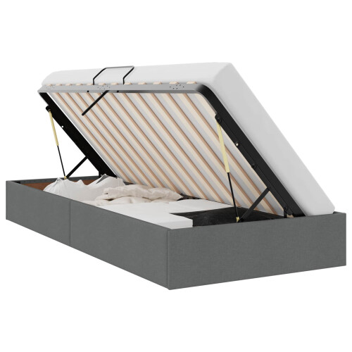VidaXL vidaXL Storage Bed with Headboard Dark Grey 90 x 190 cm Fabric 1