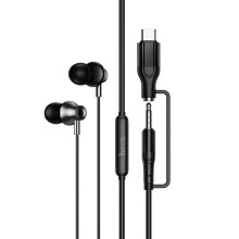 Cluasáin Uilíocha 2-in-1 3.5mm & Cineál-C comhoiriúnacha hoco M119A Mia le Micreafón (Dubh): M119A 3.5mm & Cineál-C Bronntanas Iontas