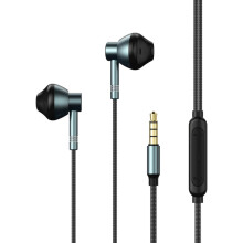 Compatibele REMAX RM-201 stereo in-ear metalen hoofdtelefoon met ingebouwde microfoon en handsfree bellen (kleur: gunmetal): Verrassingscadeau met ve