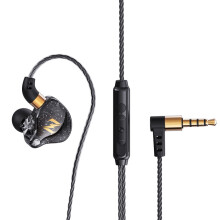 Compatibele QKZ ZEN in-ear hoofdtelefoon met diepe bas, bedieningselementen in de kabel, muziek-, hardloop- en sportfuncties, inclusief microfoon (zw