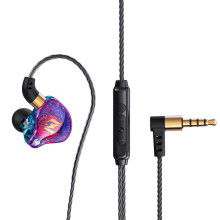 Compatibele QKZ ZEN in-ear hoofdtelefoon met diepe bas, bedieningselementen in de kabel, muziek-, hardloop- en sportfuncties en microfoon (kleurrijk)