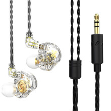 Compatibele QKZ AK6 MAX in-ear hoofdtelefoon met dynamische driver, krachtige bas en afstandsbediening, versie: standaard (transparant wit): standaar